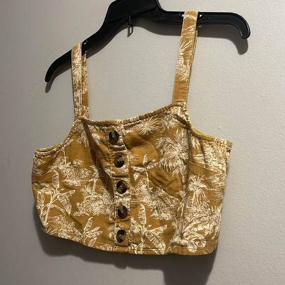 American Eagle Linen Floral Crop Top - Picture 2 of 6